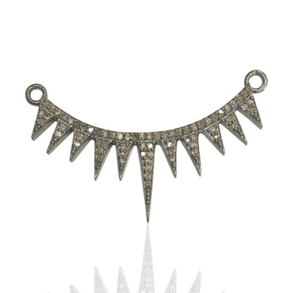 Pave Diamond Art Deco Necklace , Diamond design in sterling silver w/antique finish, Approx 0.55" Stunning
