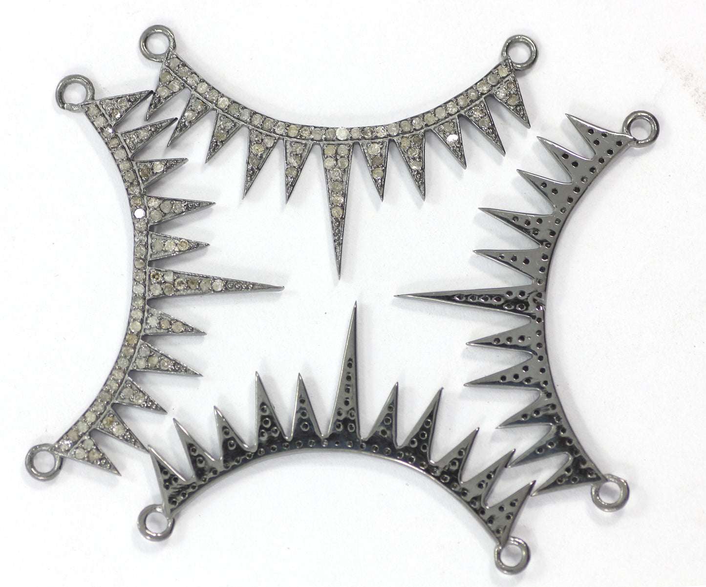 Pave Diamond Art Deco Necklace , Diamond design in sterling silver w/antique finish, Approx 0.55" Stunning