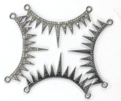 Pave Diamond Art Deco Necklace , Diamond design in sterling silver w/antique finish, Approx 0.55" Stunning