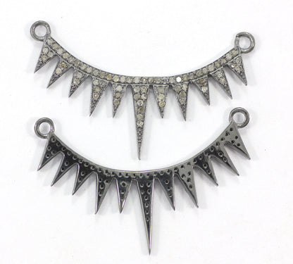 Pave Diamond Art Deco Necklace , Diamond design in sterling silver w/antique finish, Approx 0.55" Stunning