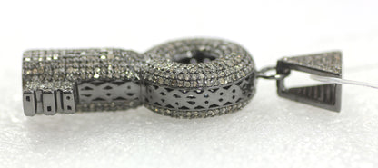 Key Diamond Pendants .925 Oxidized Sterling Silver Diamond Pendants, Genuine handmade pave diamond Pendant Size Approx 1.88"(47 x 18 MM)