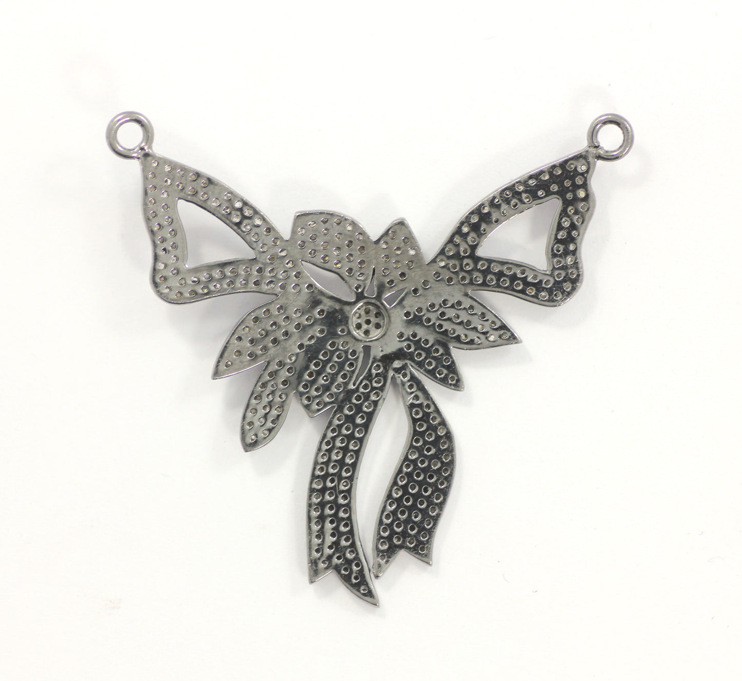 Sterling Silver Diamond Charm .925 Oxidized Sterling Silver Diamond Charm, Genuine handmade pave diamond Charm Size Approx 1.60"(40 MM)