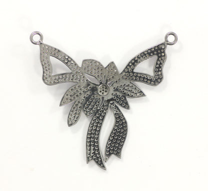 Sterling Silver Diamond Charm .925 Oxidized Sterling Silver Diamond Charm, Genuine handmade pave diamond Charm Size Approx 1.60"(40 MM)