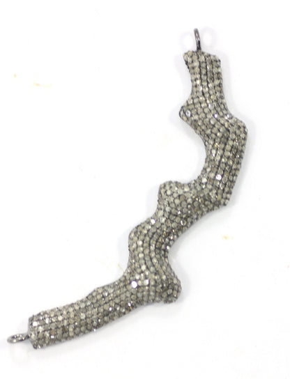 Silver Diamond Pendants .925 Oxidized Sterling Silver Diamond Pendants, Genuine handmade pave diamond Pendant Size Approx 2.40"(60 x 6 MM)