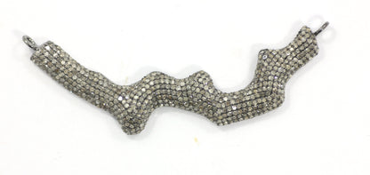 Silver Diamond Pendants .925 Oxidized Sterling Silver Diamond Pendants, Genuine handmade pave diamond Pendant Size Approx 2.40"(60 x 6 MM)