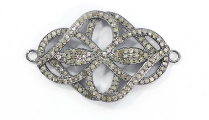 Sterling Silver Diamond Charm .925 Oxidized Sterling Silver Diamond Charm, Genuine handmade pave diamond Charm Size Approx 1.28"(32 x 22 MM)