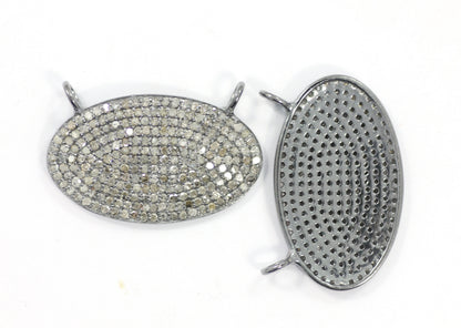 Pave Diamond Necklace .925 Oxidized Sterling Silver Diamond Necklace, Genuine handmade pave diamond Necklace Size 25 x 15 MM