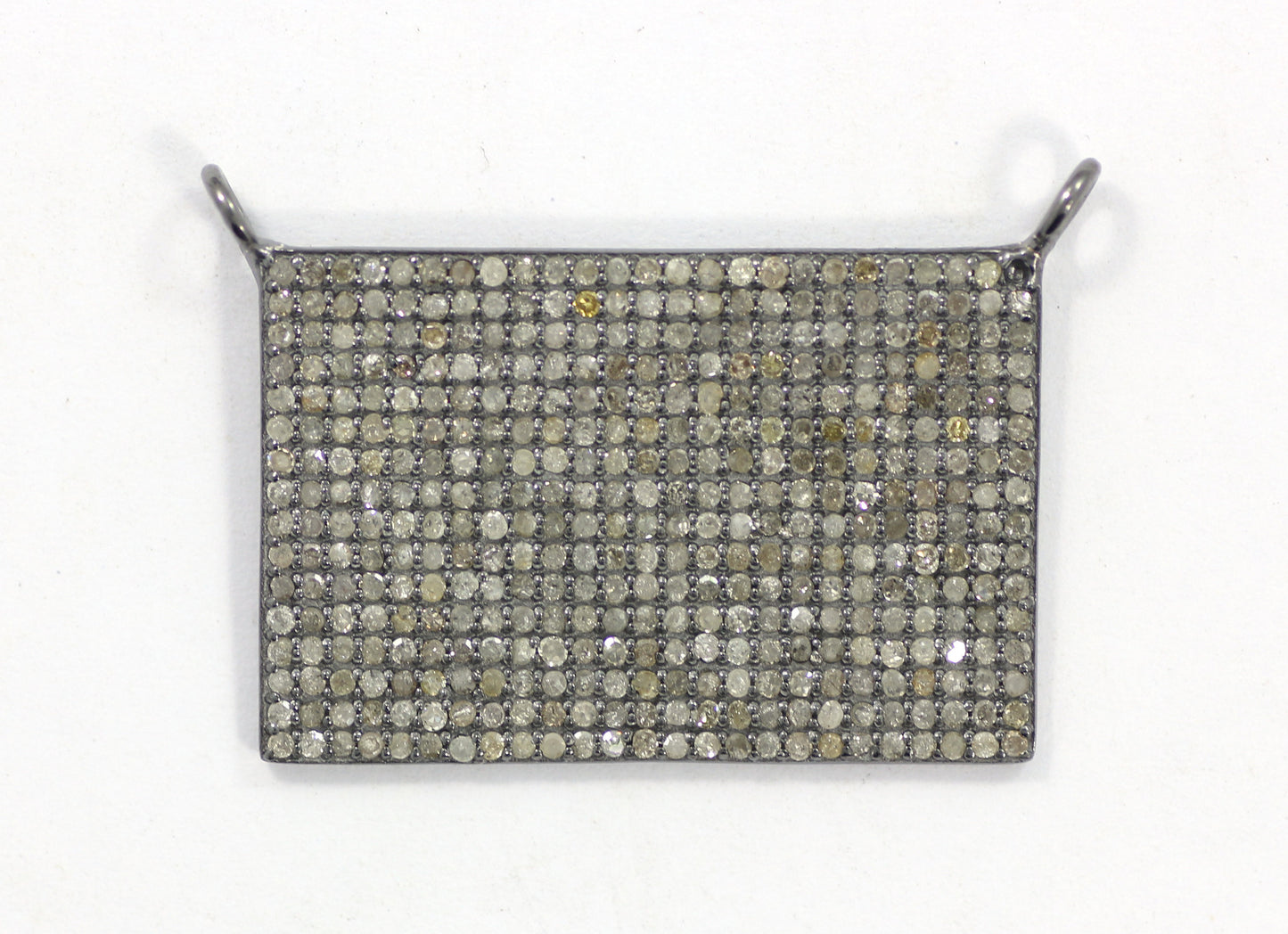 Rectangle Shape Diamond Necklace .925 Oxidized Sterling Silver Diamond Necklace, Genuine handmade pave diamond Necklace Size Approx 1.20"(20x30 MM)