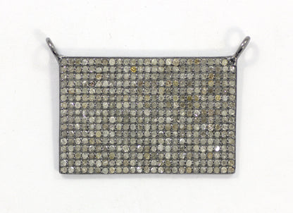 Rectangle Shape Diamond Necklace .925 Oxidized Sterling Silver Diamond Necklace, Genuine handmade pave diamond Necklace Size Approx 1.20"(20x30 MM)