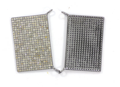 Rectangle Shape Diamond Necklace .925 Oxidized Sterling Silver Diamond Necklace, Genuine handmade pave diamond Necklace Size Approx 1.20"(20x30 MM)