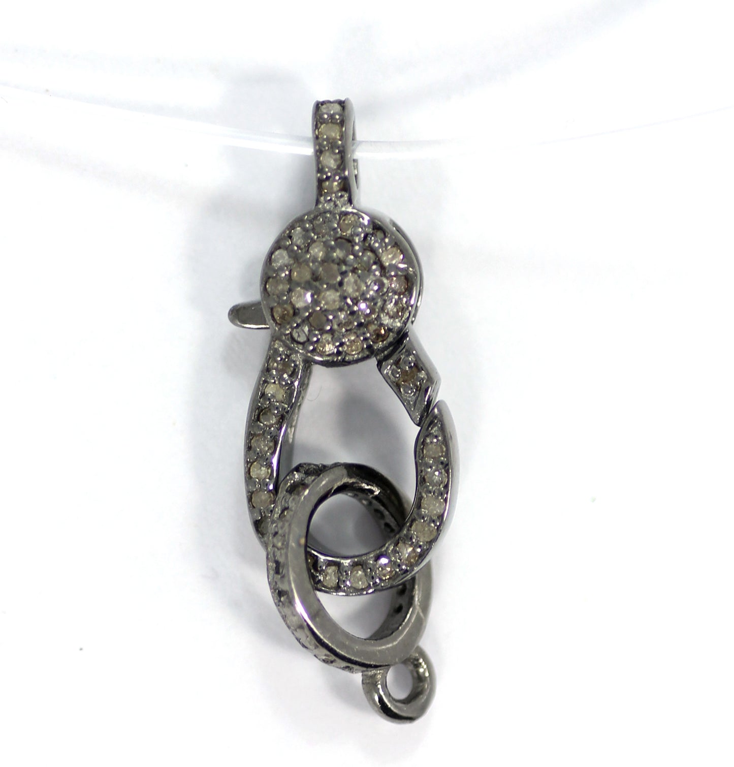 Diamond Clasps .925 Oxidized Sterling Silver Diamond Clasps, Genuine handmade pave diamond Clasps Size Approx 1.04"(26 x 8 MM)