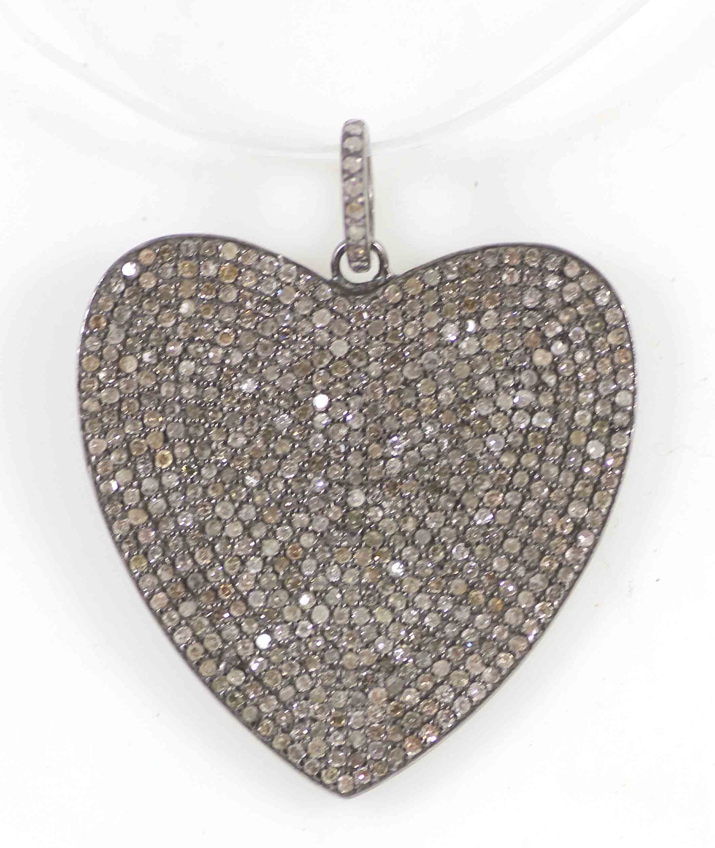 Diamond  Heart Shape Pendant, Pave Diamond Pendant, Pave Heart Shape Necklace, Approx 30 x  30mm. Sterling Silver