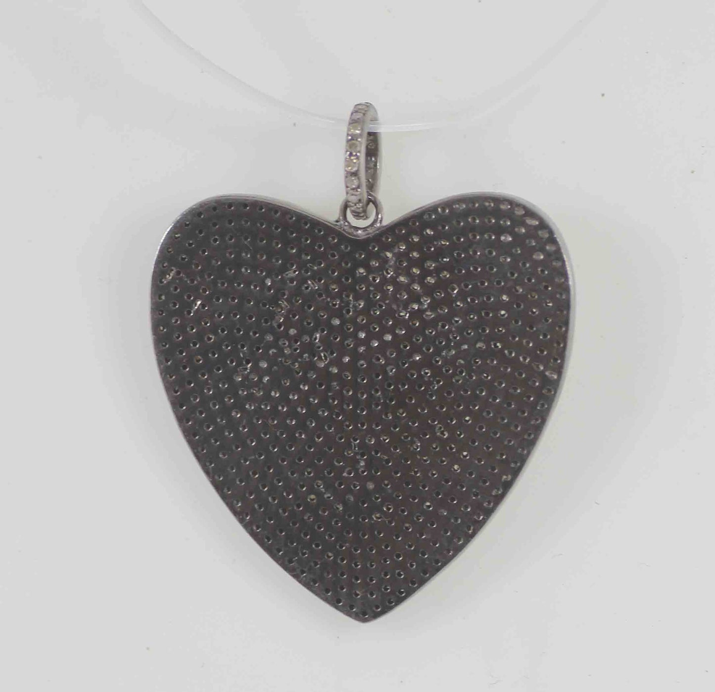 Diamond  Heart Shape Pendant, Pave Diamond Pendant, Pave Heart Shape Necklace, Approx 30 x  30mm. Sterling Silver