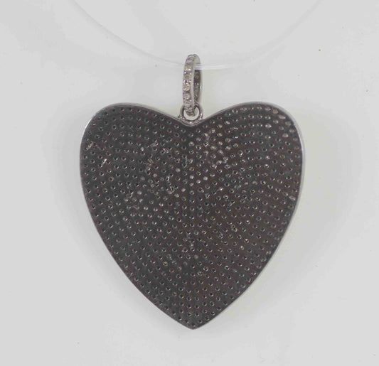 Diamond  Heart Shape Pendant, Pave Diamond Pendant, Pave Heart Shape Necklace, Approx 30 x  30mm. Sterling Silver