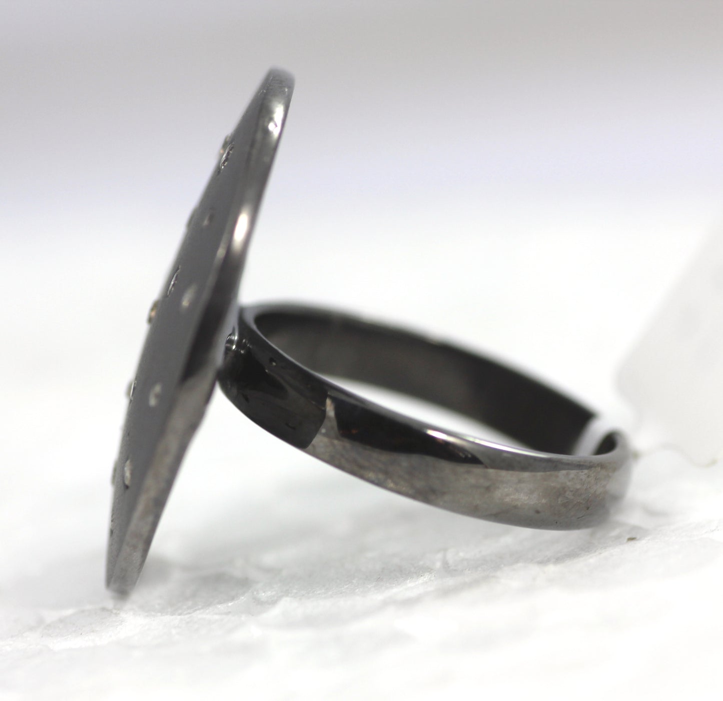 Silver Pave Diamond Ring .925 Oxidized Sterling Silver Diamond Ring, Genuine handmade pave diamond Ring Size Approx 1.00"(25 MM)