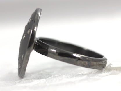 Silver Pave Diamond Ring .925 Oxidized Sterling Silver Diamond Ring, Genuine handmade pave diamond Ring Size Approx 0.76"(19 MM)