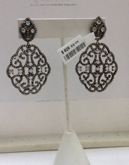 Diamond and Silver White Rainbow Moon Earring