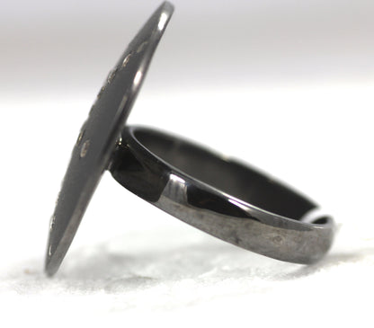 Silver Pave Diamond Ring .925 Oxidized Sterling Silver Diamond Ring, Genuine handmade pave diamond Ring Size Approx 1.00"(25 MM)