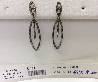 Diamond and Silver Black Rhodium Finish Earring.