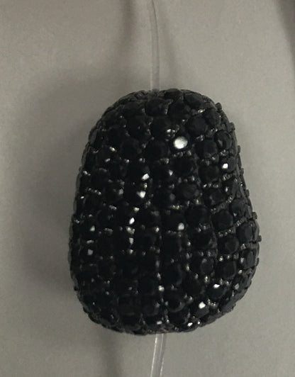 Nugget shape Black Spinel Pave Silver Beads