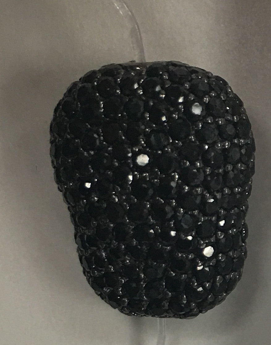 Nugget shape Black Spinel Pave Silver Beads