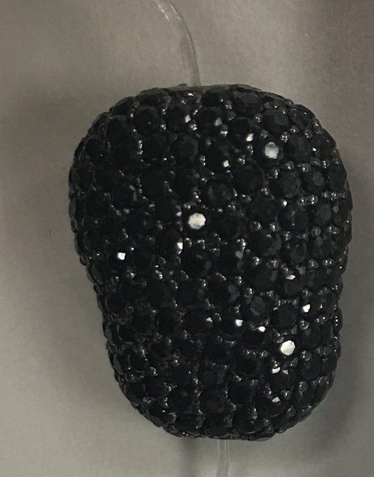 Nugget shape Black Spinel Pave Silver Beads