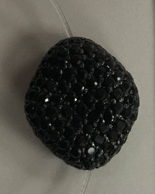 Nugget shape Black Spinel Pave Silver Beads