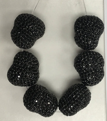 Nugget shape Black Spinel Pave Silver Beads