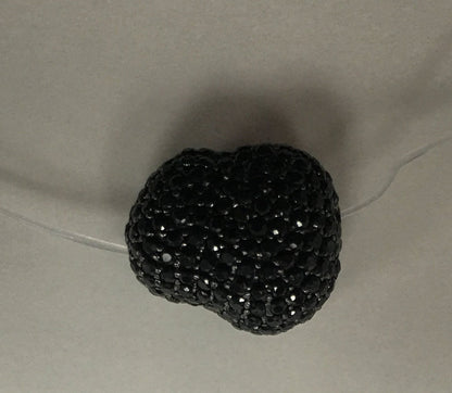 Nugget shape Black Spinel Pave Silver Beads