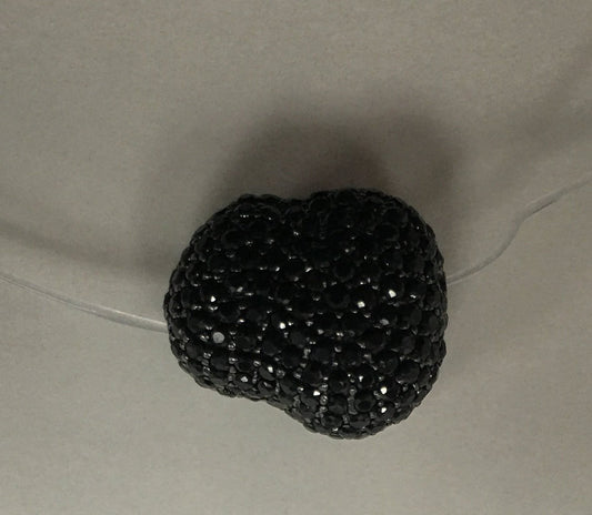 Nugget shape Black Spinel Pave Silver Beads