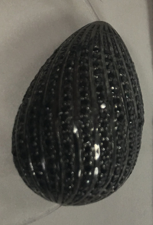 Drop shape Black Spinel Pave Silver Beads