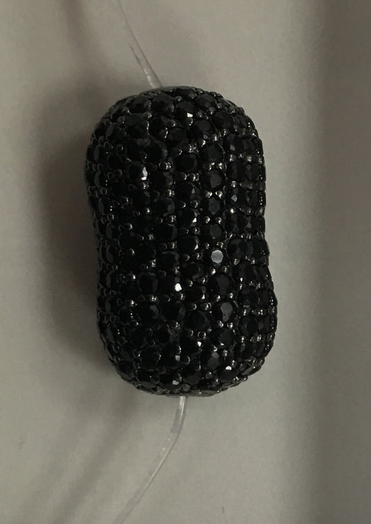 Nuggets Black Spinel Pave Silver Beads