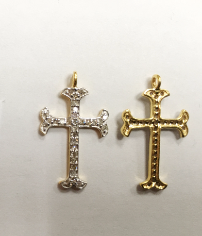 14K Solid Gold Cross Diamond Pendants. Approx Size 0.88 "(12 x 22 mm)