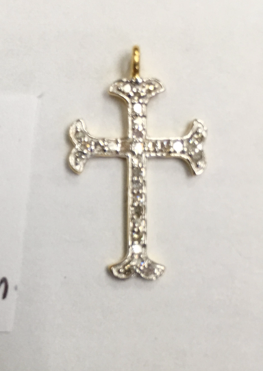 14K Solid Gold Cross Diamond Pendants. Approx Size 0.88 "(12 x 22 mm)