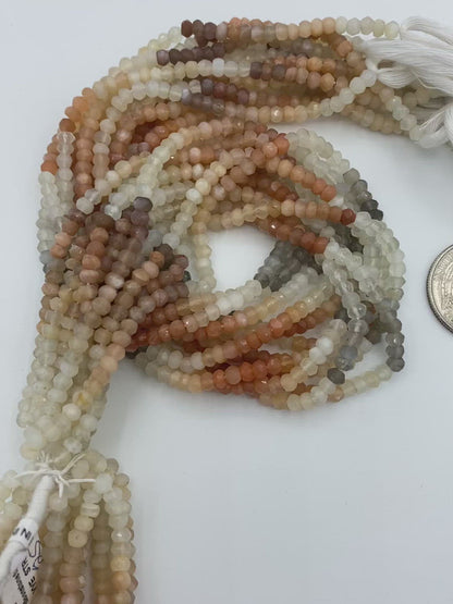 Moonstone, Multi Moonstone Round Beads Facetted 3-4mm