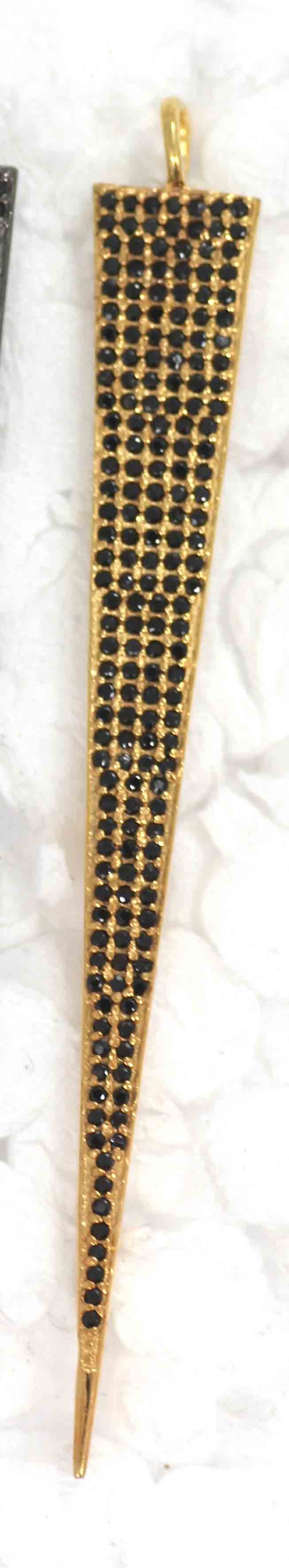 Spike Black Spinal Charm, Pave Black Spinal ,Approx 1.80''( 45 mm) Oxidized ,Black Spinel