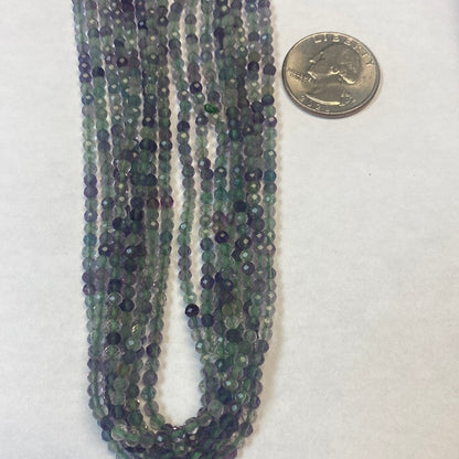 FLOURITE BEADS ROUND FACETED 3-4MM