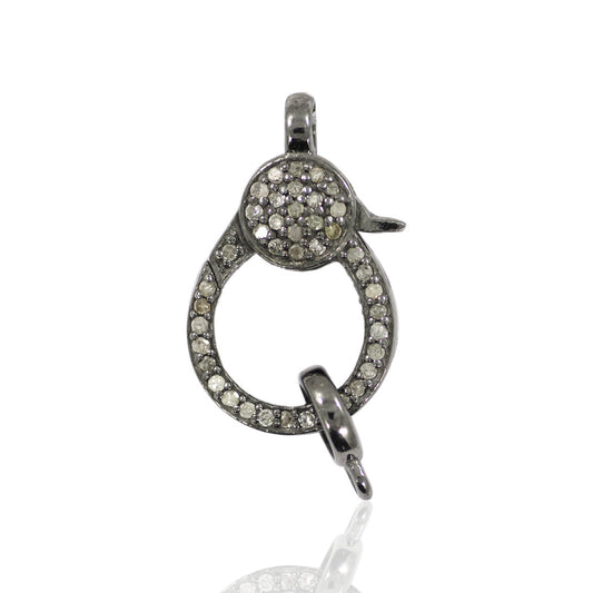 Diamond Clasps .925 Oxidized Sterling Silver Diamond Clasps, Genuine handmade pave diamond Clasps Size Approx 0.72"(10 x 18 MM)