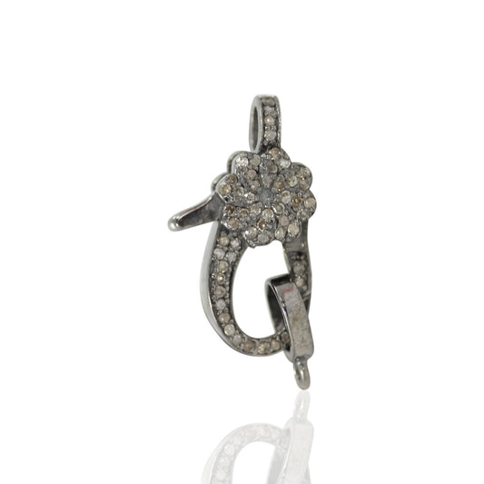 Diamond Clasps .925 Oxidized Sterling Silver Diamond Clasps, Genuine handmade pave diamond Clasps Size Approx 0.80"(20 mm)
