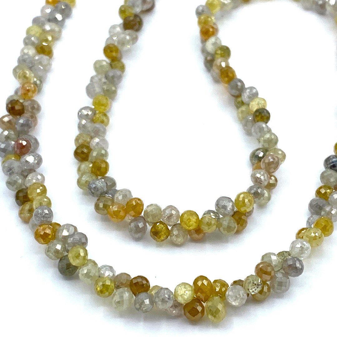 Multi Color Diamond Beads Faceted Tear drop Top side drilled,  16” strand