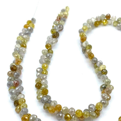 Multi Color Diamond Beads Faceted Tear drop Top side drilled,  16” strand