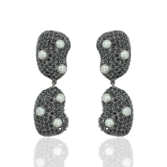 Earring Black Spinal & Pearl Stone
