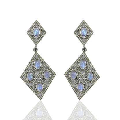 Rhombus Diamond Earring with Opal