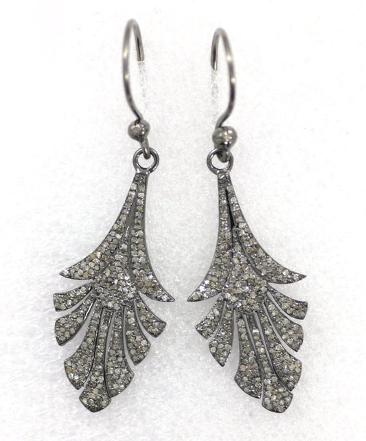 Art Deco Diamond Earring, Pave Diamond Earring,Pave Art Deco Earring, Appx 45 x 18mm