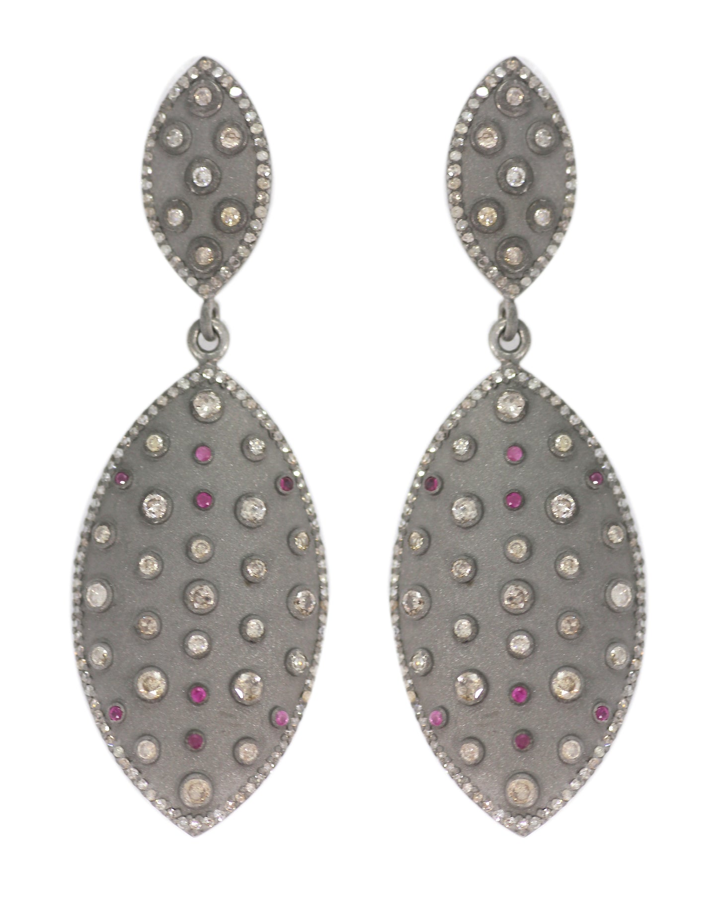 Diamond Silver Earring .925 Oxidized Sterling Silver Diamond Earring, Genuine handmade pave diamond Earring