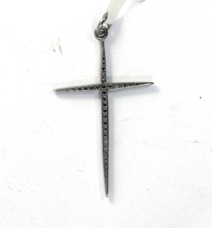 Cross Shape Diamond Pendant .925 Oxidized Sterling Silver Diamond Pendant, Genuine handmade pave diamond Pendant.
