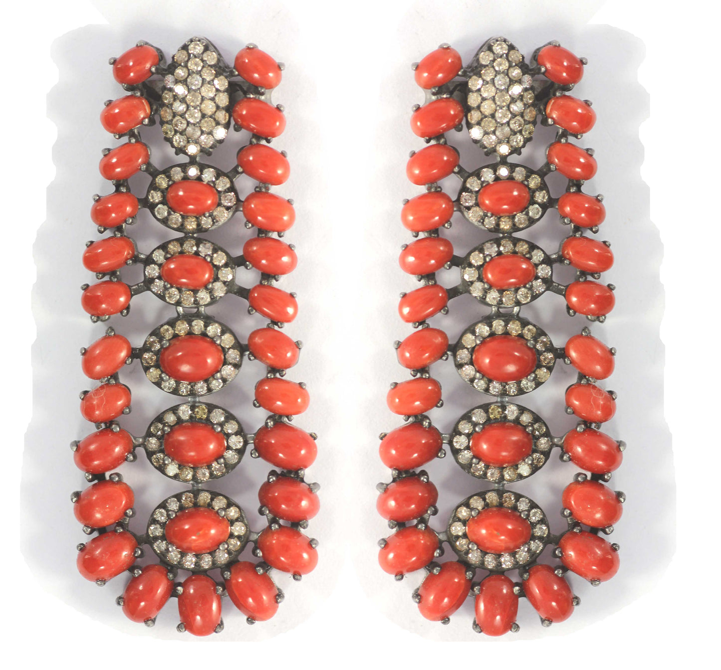 Diamond Silver Earring .925 Oxidized Sterling Silver Diamond Earring, Genuine handmade pave diamond Earring.