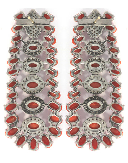 Diamond Silver Earring .925 Oxidized Sterling Silver Diamond Earring, Genuine handmade pave diamond Earring.