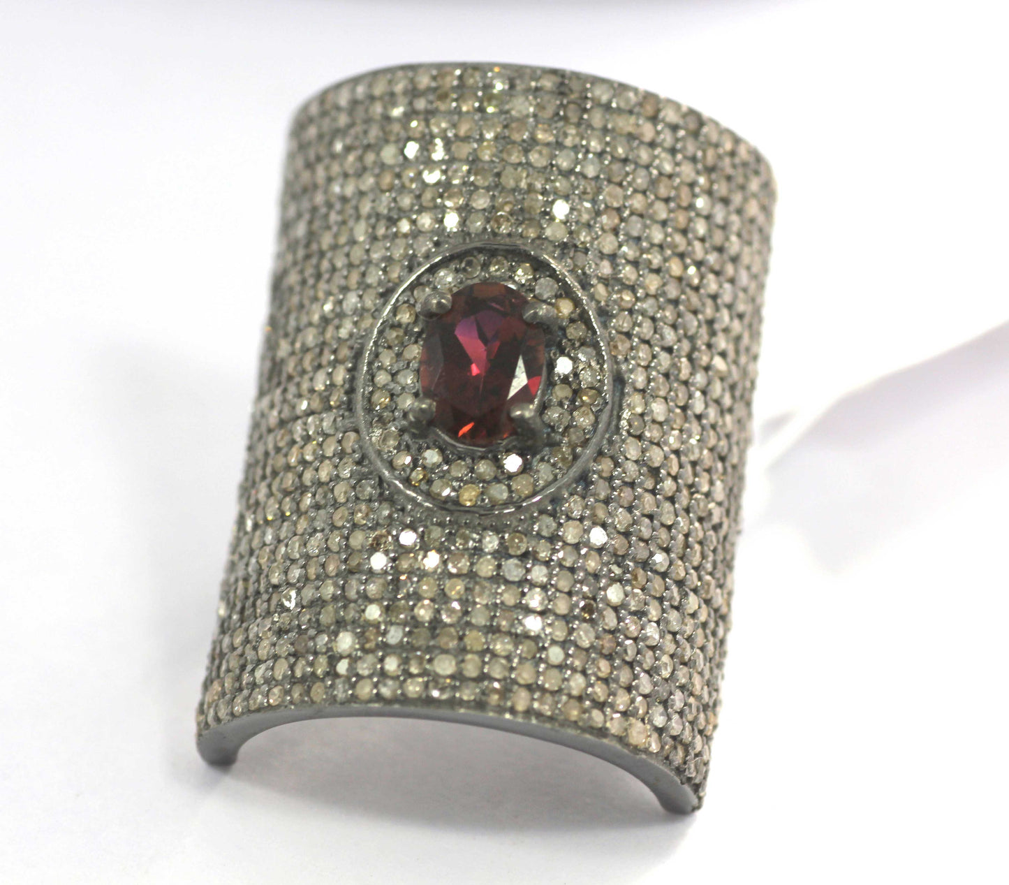 Silver Pave Diamond Ring .925 Oxidized Sterling Silver Diamond Ring, Genuine handmade pave diamond Ring.