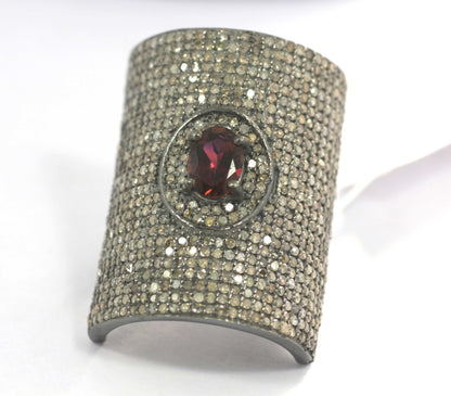 Silver Pave Diamond Ring .925 Oxidized Sterling Silver Diamond Ring, Genuine handmade pave diamond Ring.